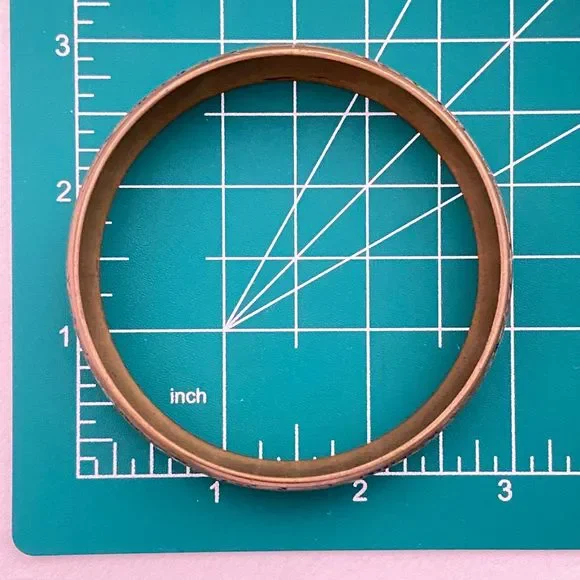 💎Bangle Bracelet Bronze Tone Chunky Flower Leaf Engraved - Picture 7 of 8